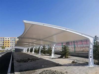 7字形膜结构车棚 专业电动车停车棚设计、施工与十年售后保障